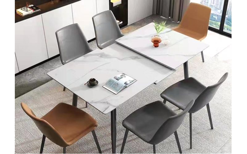 CZ19طاولة طعام قابلة للتمديد من الحجر الصناعي