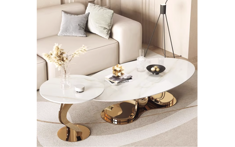 CJ21طاولة قهوة فاخرة من الحجر الصناعي